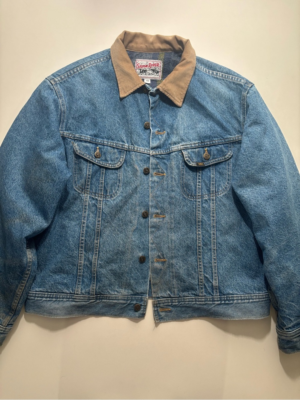 80-90s lee storm rider blanket lined faded denim jacket